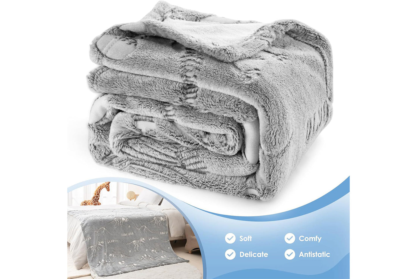 **Glow-in-the-Dark Flannel Blanket (Unicorn/Dinosaur/Butterfly Pattern)**