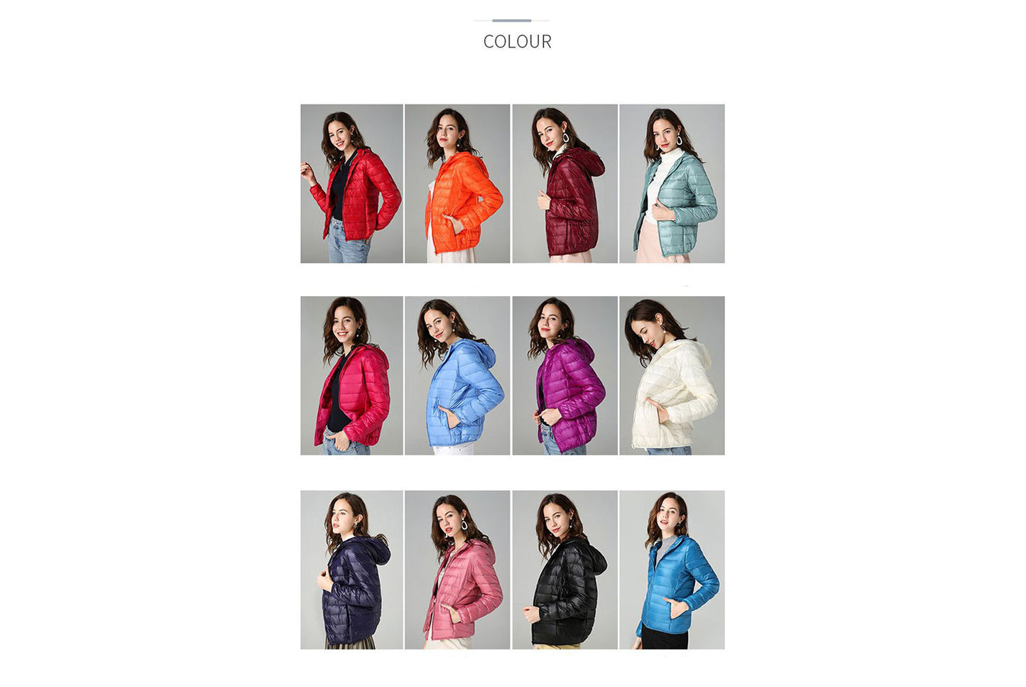 **Ladies short white duck down jacket (lightweight and warm)**