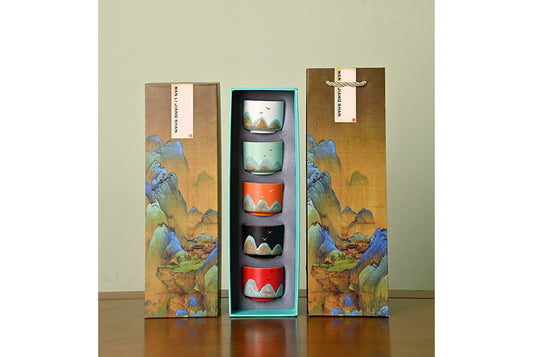 Wanli River Mountain Hand-Painted Ceramic Tea Set