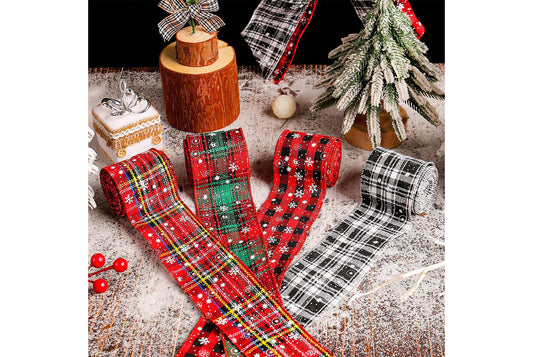 Christmas Snowflake Plaid Ribbon