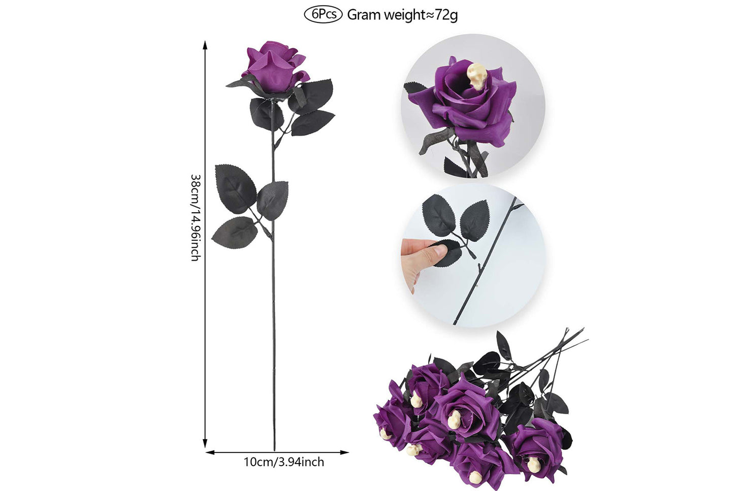 Halloween Scary Rose Decorations (10-Pack)