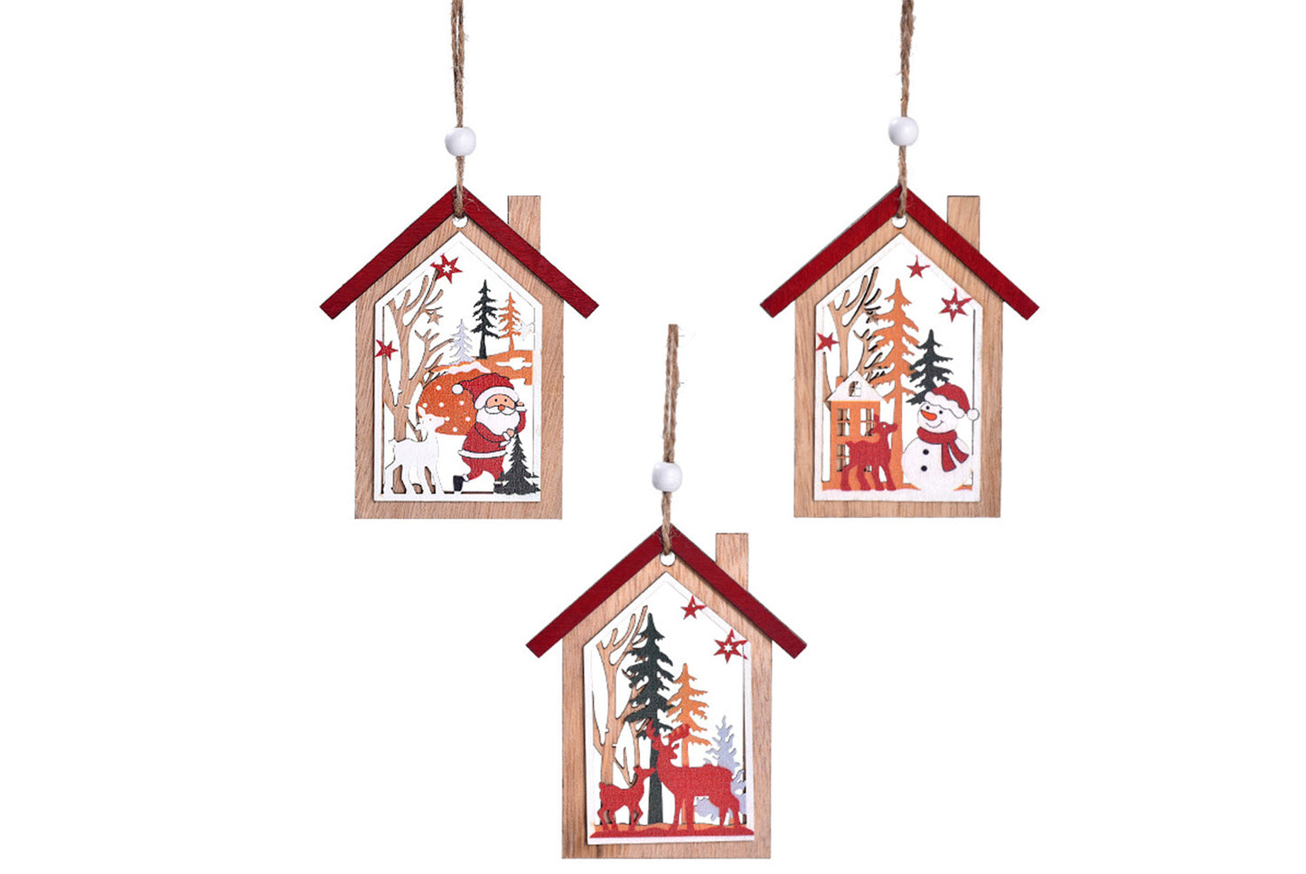 **Christmas Wooden Hollow Pendant - Holiday Tree Ornaments**