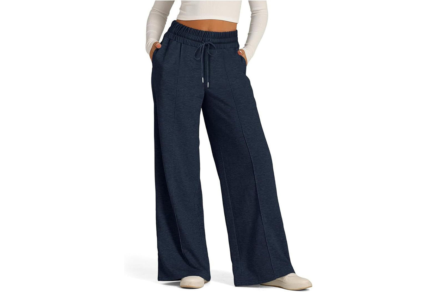 Women's Solid Color Casual Wide-Leg Sweatpants