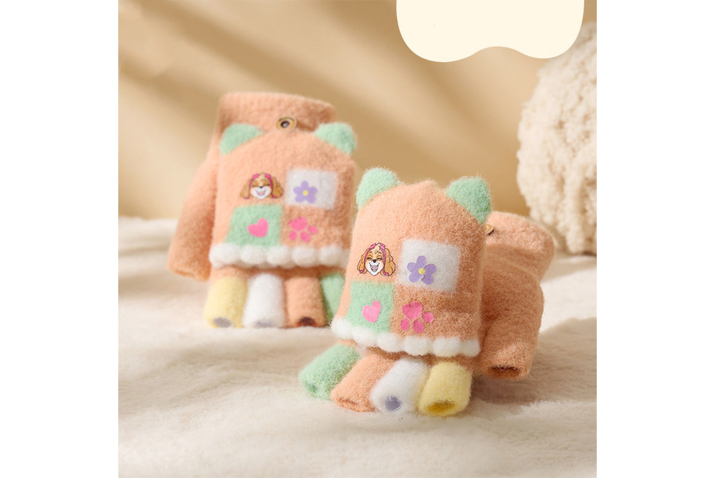 **Children's Flap-Fingerless Warm Gloves**