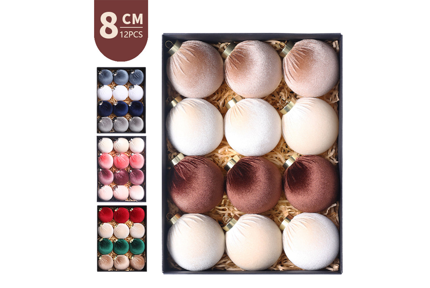 8cm/12 Cloth-Wrapped Christmas Ball Gift Pack