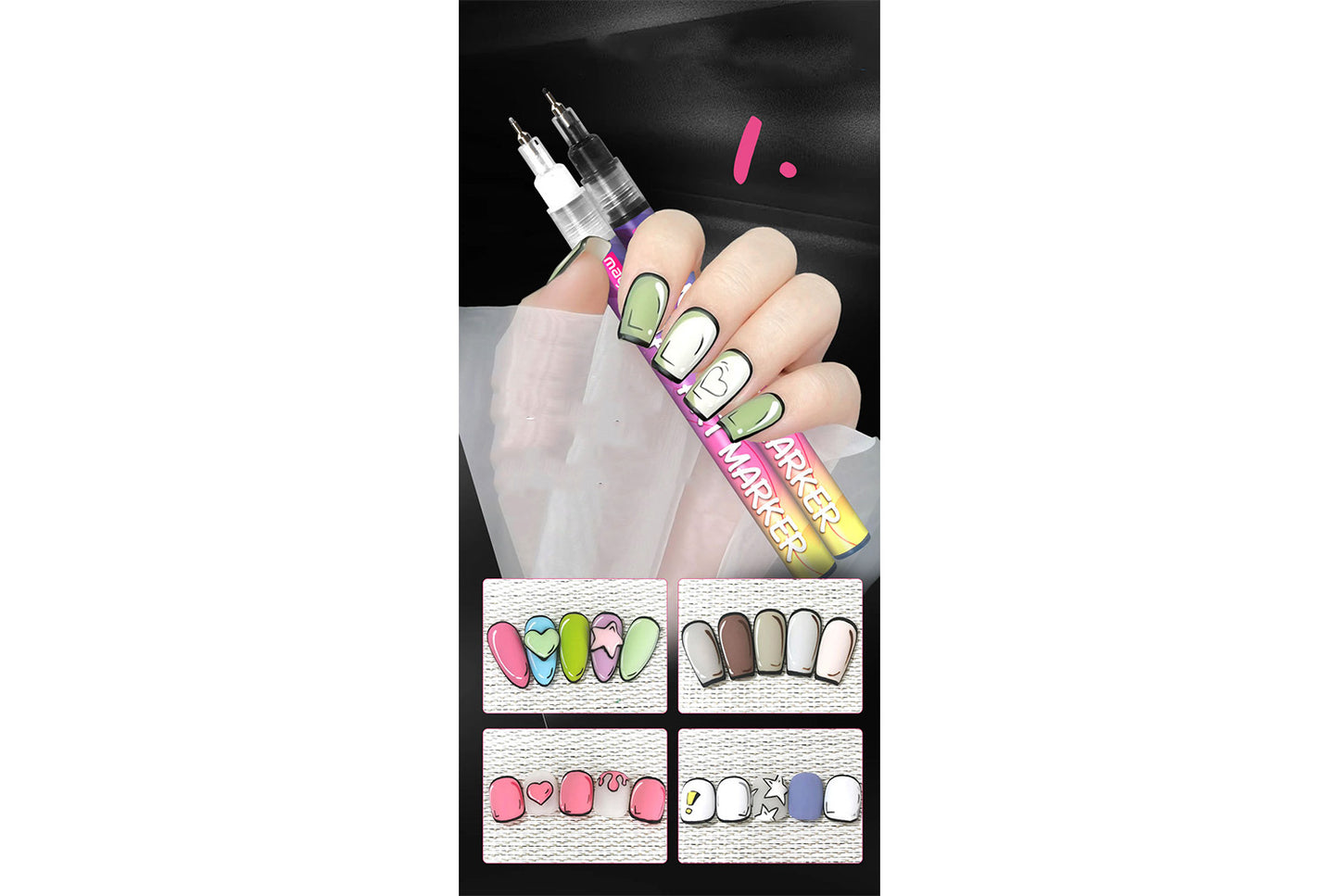 12-Color Nail Art Graffiti Pen Set