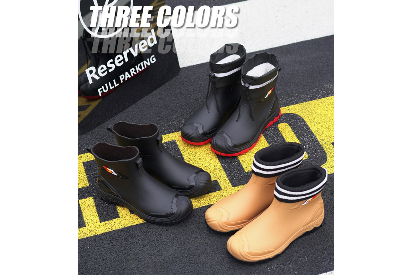 Men's Mid-Calf Fleece-Lined Non-Slip Rain Boots