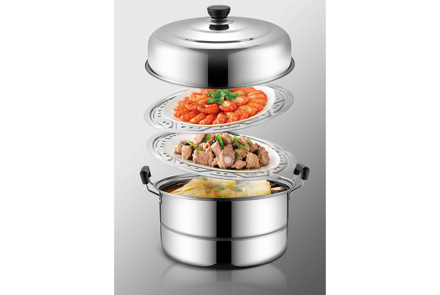 **Multi-Layer Stainless Steel Steamer (Double/Triple Layer Available)**