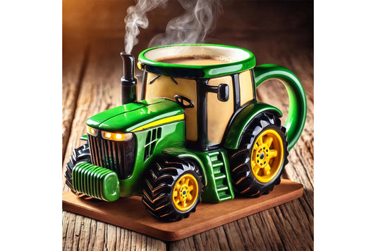 **Vintage Green Tractor Mug | Farm-Themed Resin Coffee Mug**
