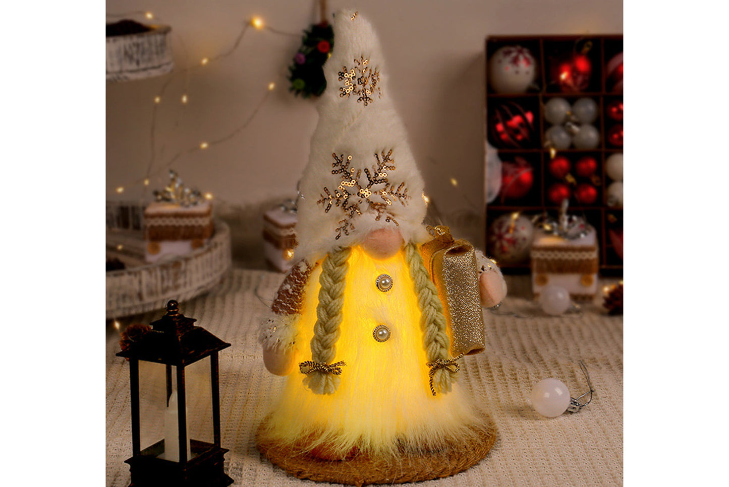 Sequined Plush Faceless Doll Ornament