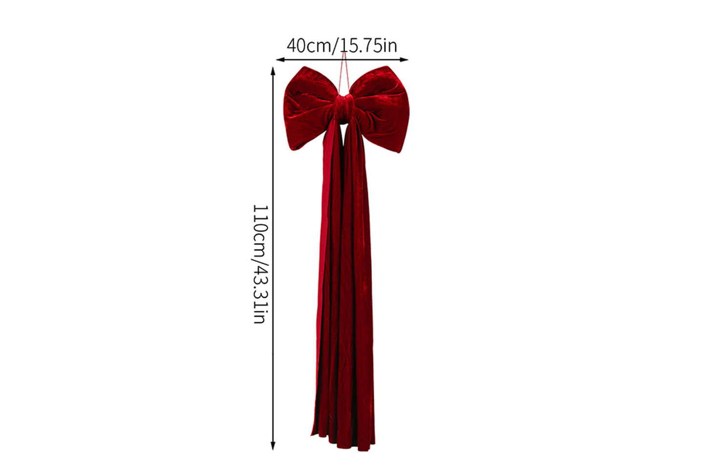 **Burgundy Fleece Christmas Bow Ornament (Multiple Sizes Available)**