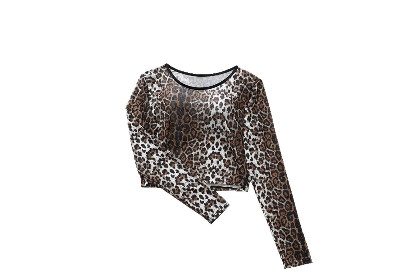 **Fashionable Leopard Print Long-Sleeved T-Shirt
