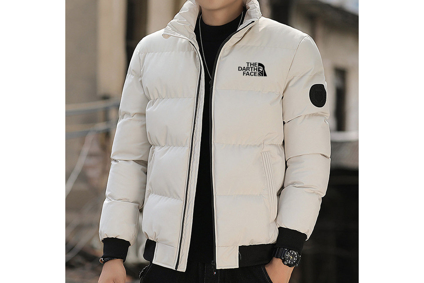 **Men's Stand-up Collar Thickened Jacket**