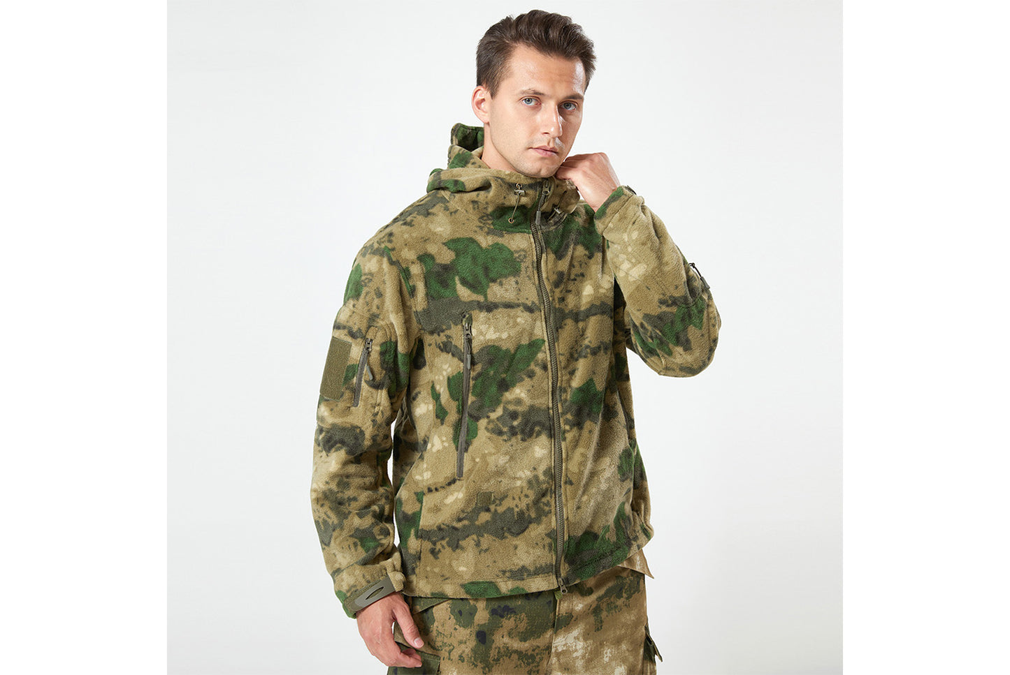 Men's Tactical Camouflage Fleece Hooded Jacket
