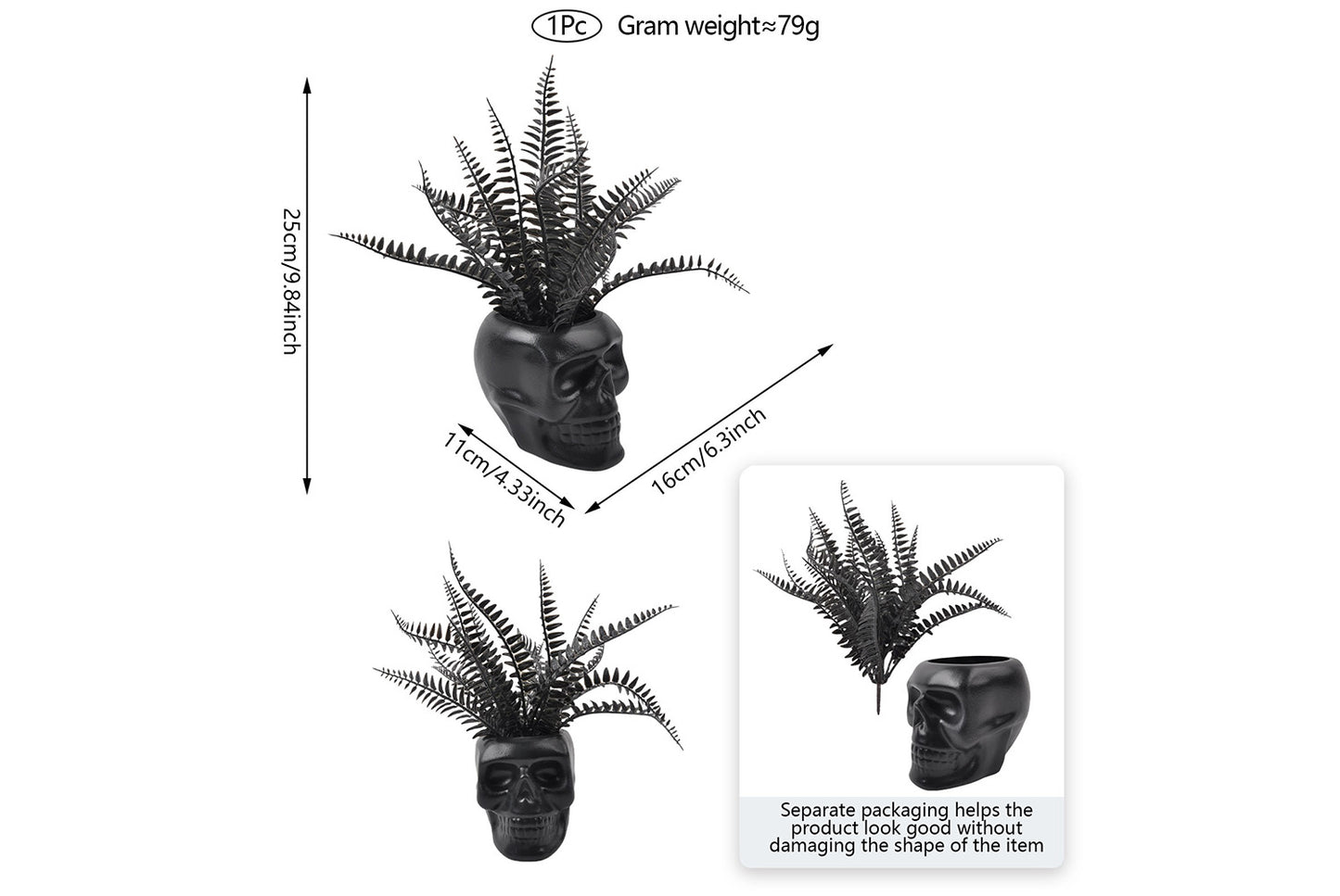 Halloween Simulated Plant Pots | Skull/White Pot/Succulent Series