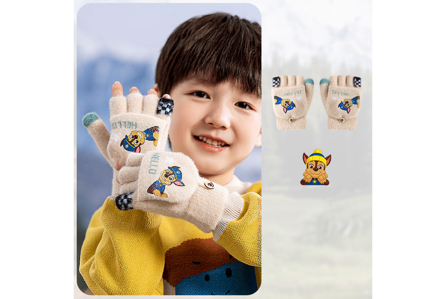 **Children's Flap-Fingerless Warm Gloves**