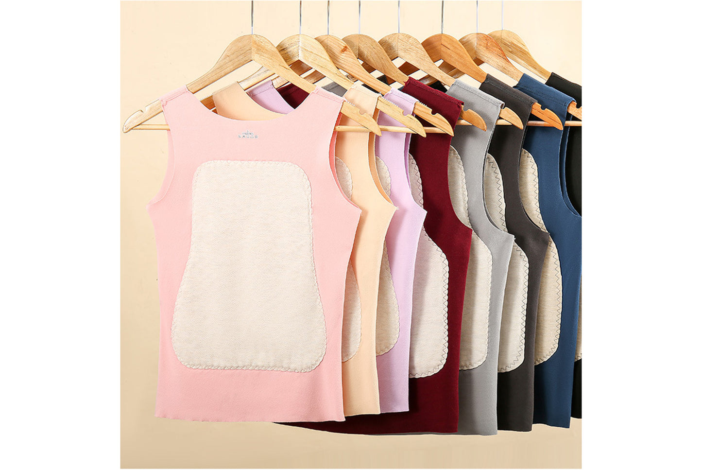 **Couple Large Patch Seamless Warm Vest Set**