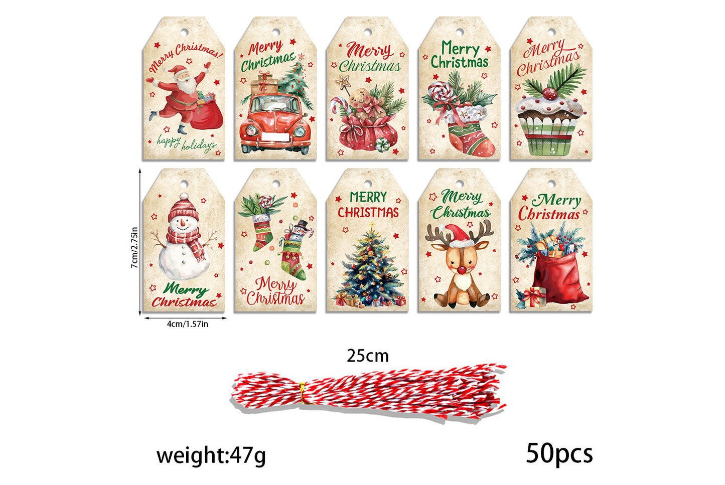 Christmas Vintage Kraft Paper Hanging Tags