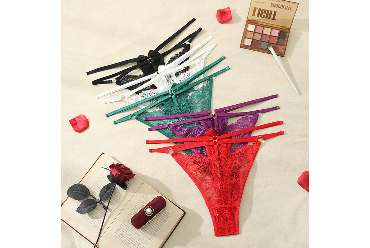 **Large Size Low-Rise Lace Thong Briefs for Women**