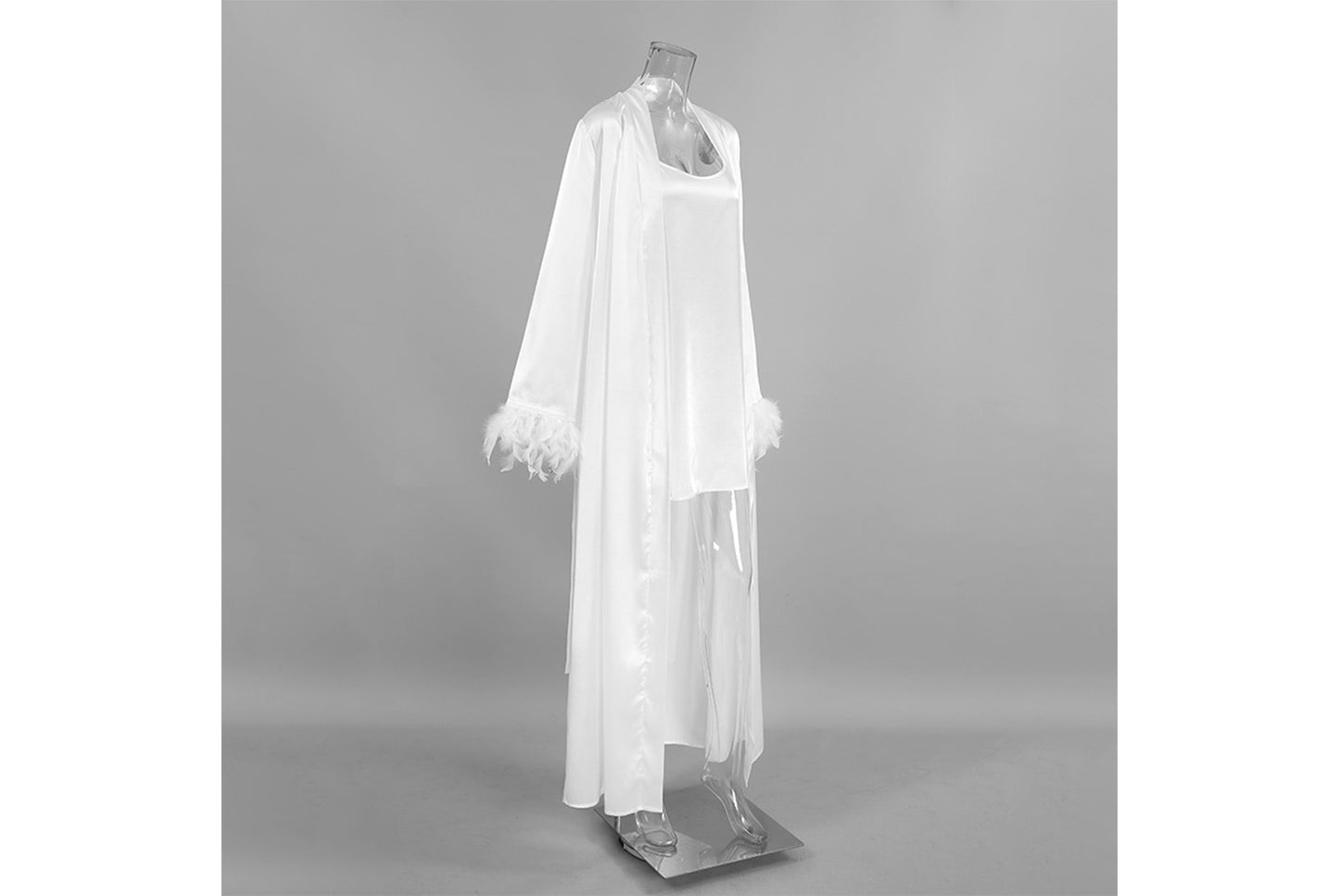 **Sexy Strappy Satin Nightdress Two-Piece Set**