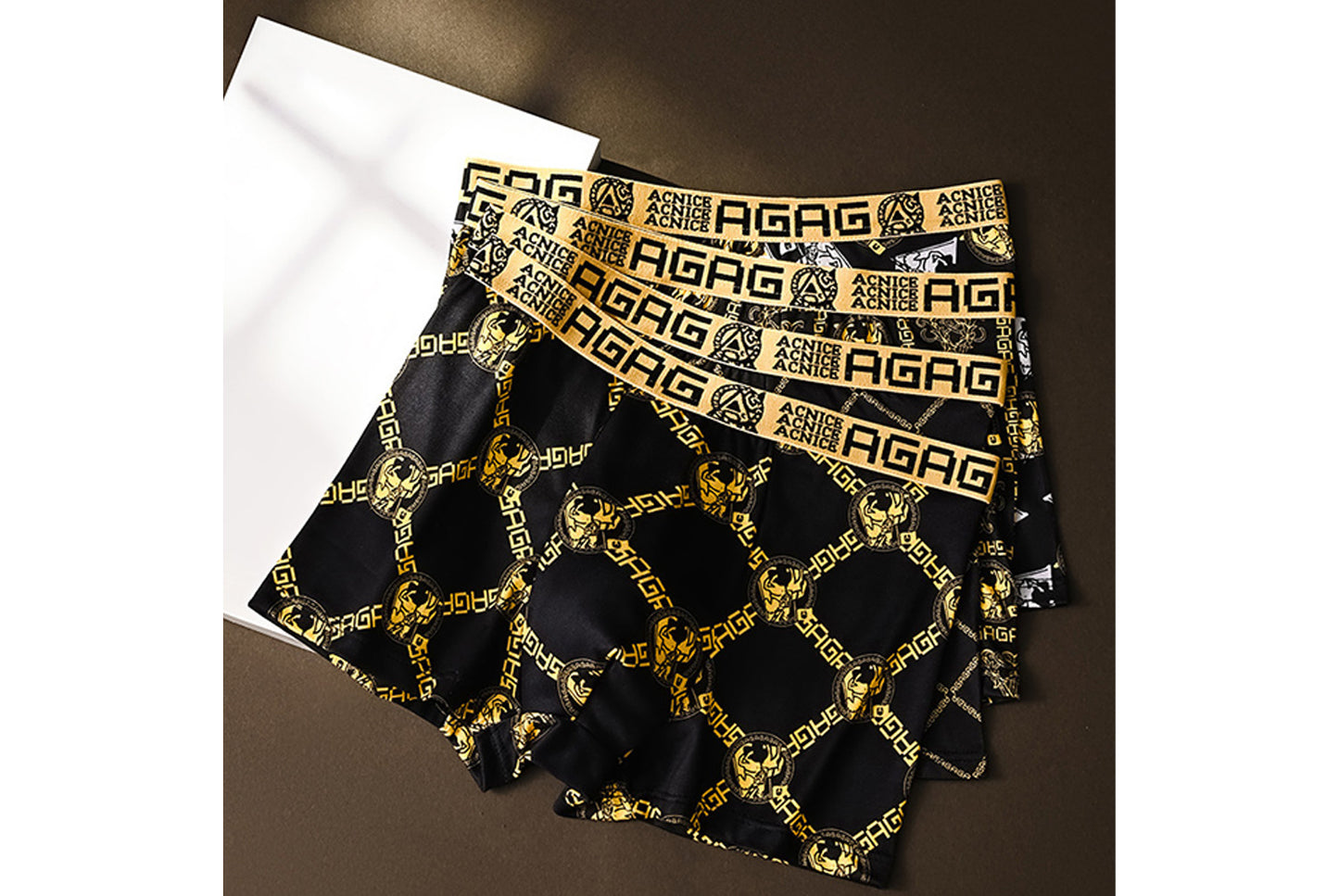 4-Pack - Black and Gold Men's Boxer Briefs