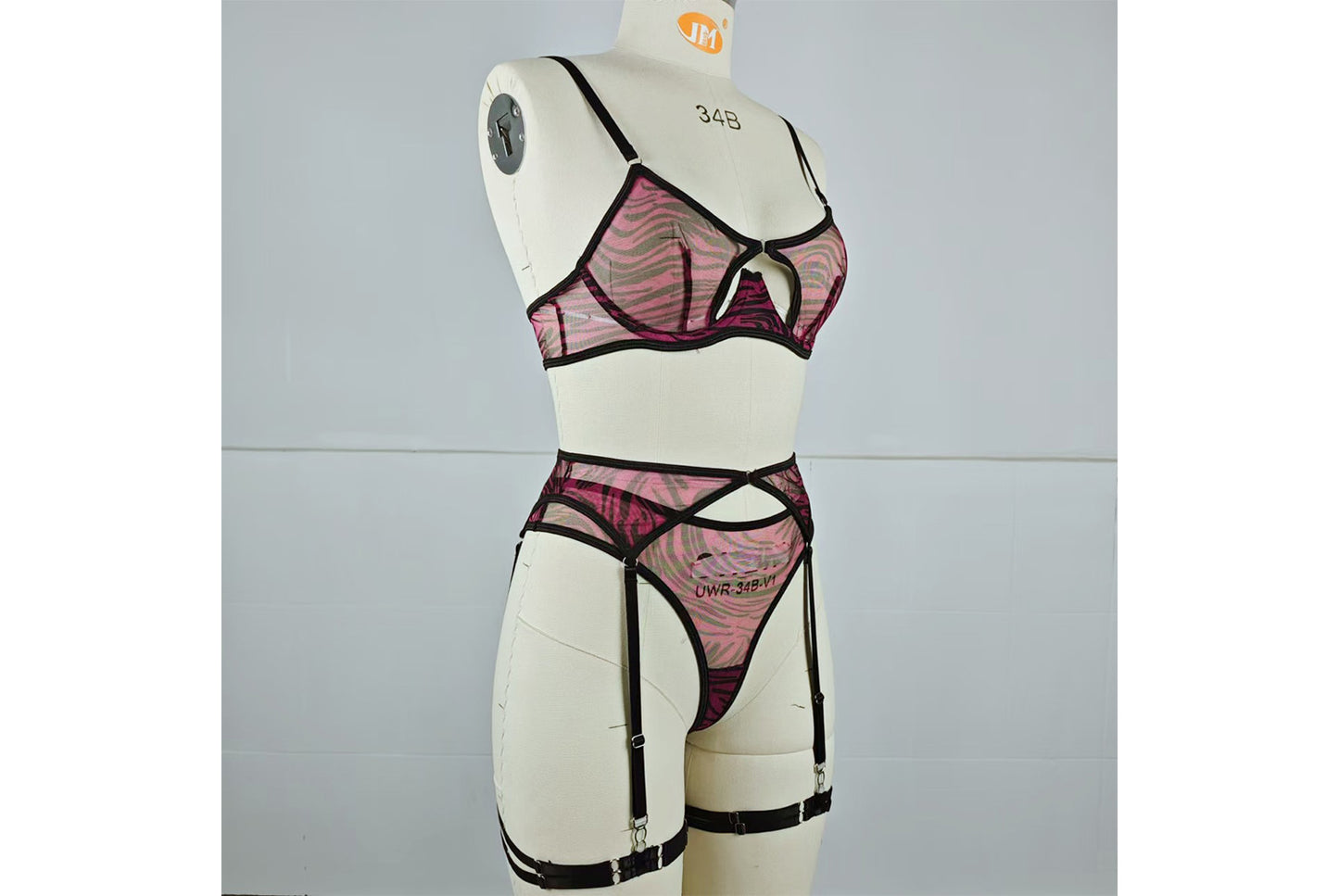 **Sexy Thin Patterned Bra Set - Mesh Printed Underwire Bra**