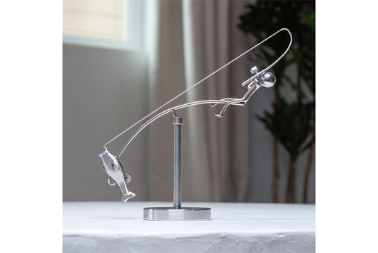 **Fisherman Balancing Sculpture | Creative Alloy Ornament**