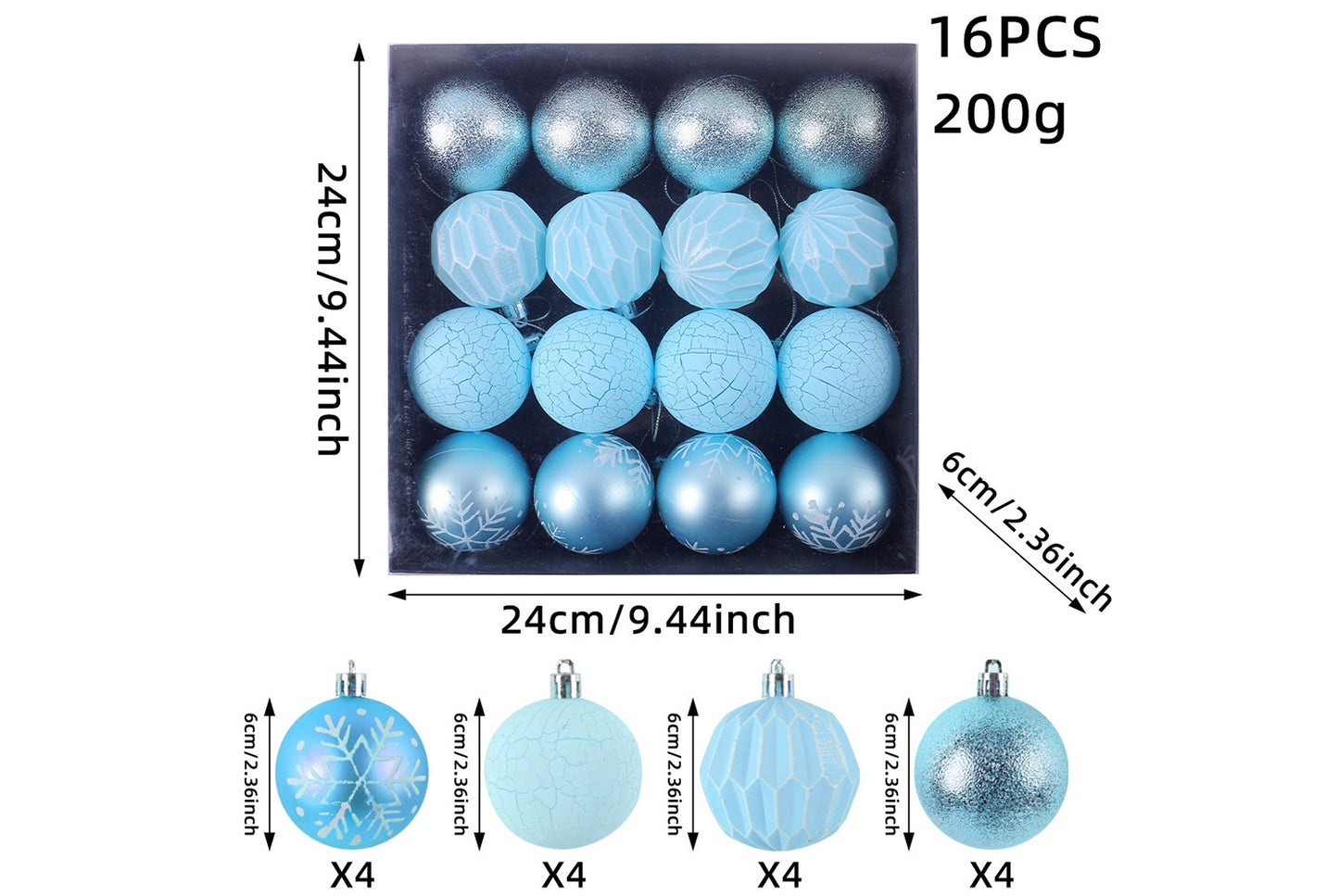 Painted Christmas Ball Pendant Set - Shaped Christmas Tree Decoration