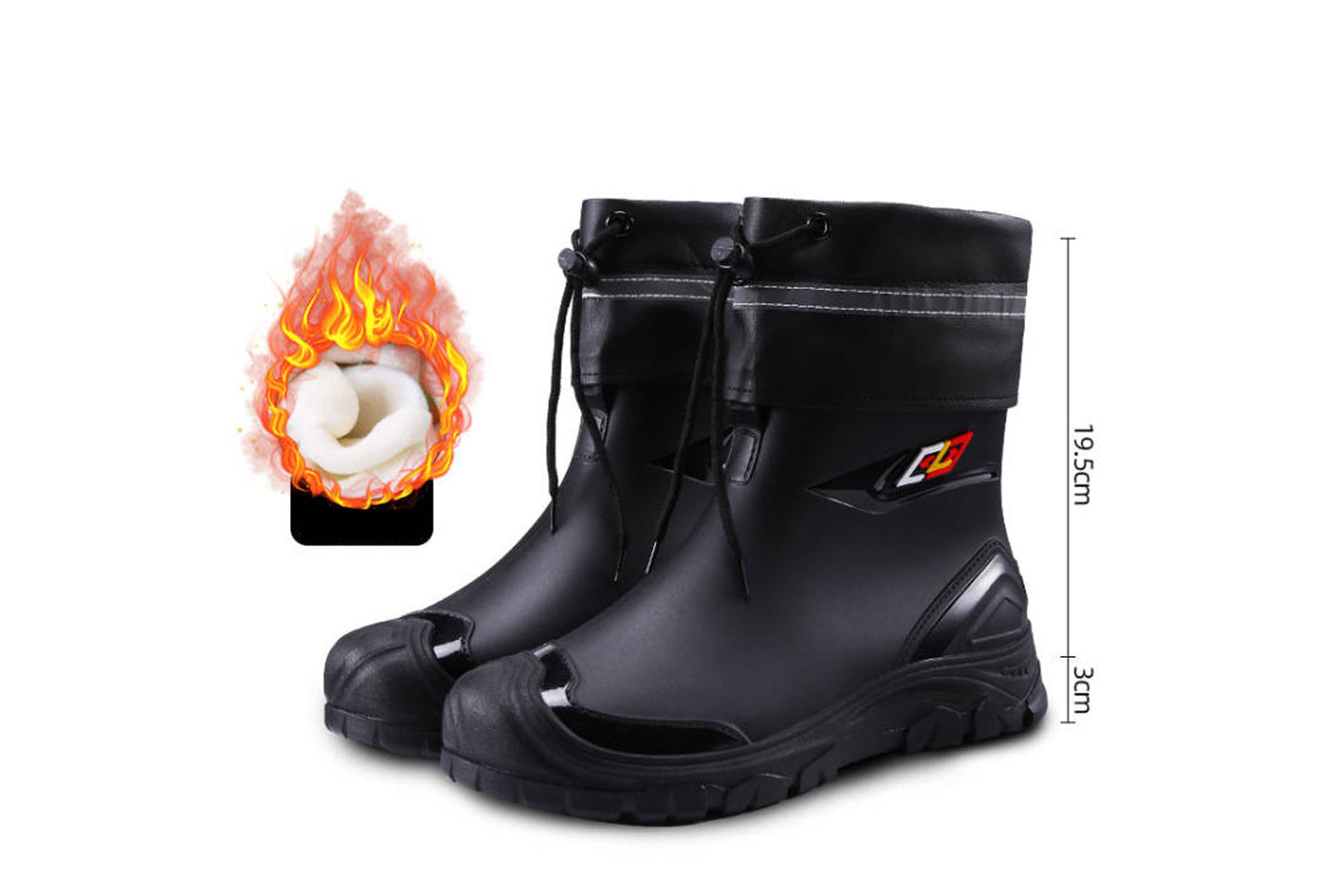 Men's Mid-Calf Fleece-Lined Non-Slip Rain Boots