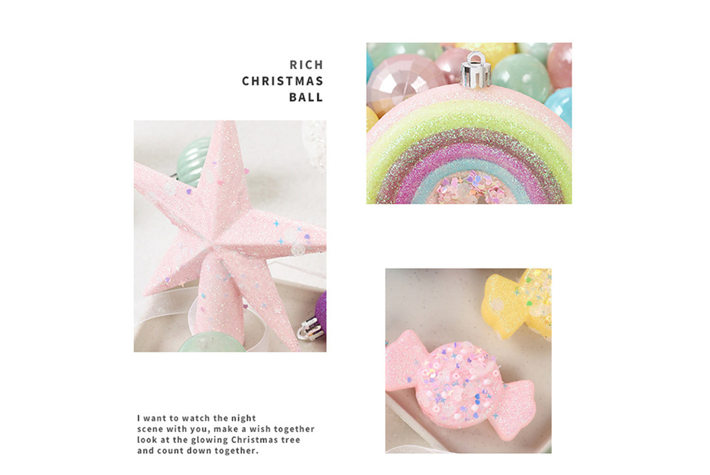 40 Macaron-Colored Christmas Ball Set