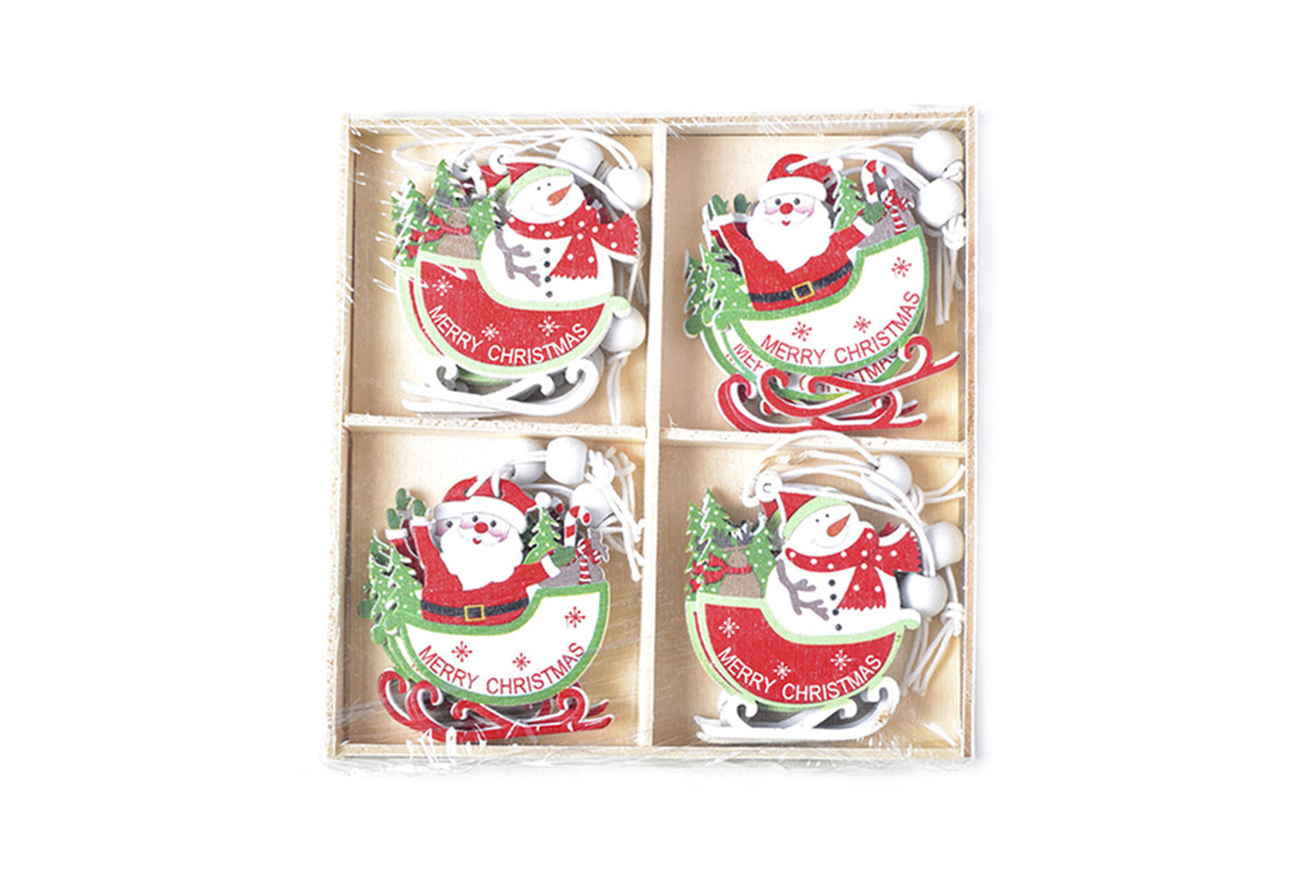 **Wooden Box Christmas Ornament Set - Holiday Decorations**