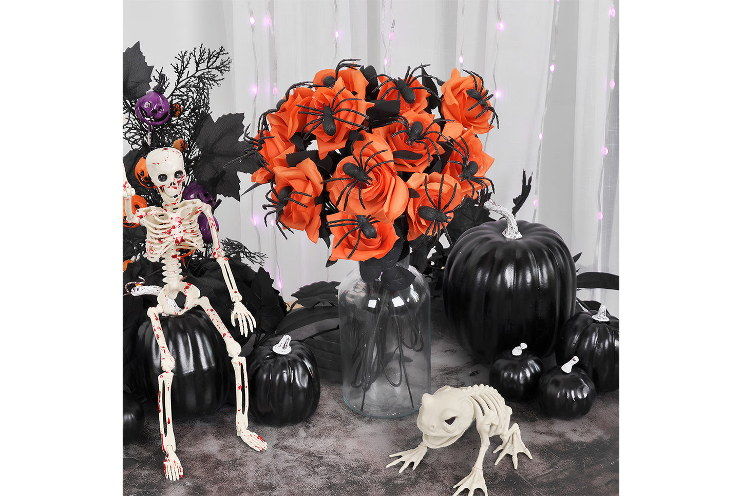 Halloween Skull Spider Roses (10-Pack)