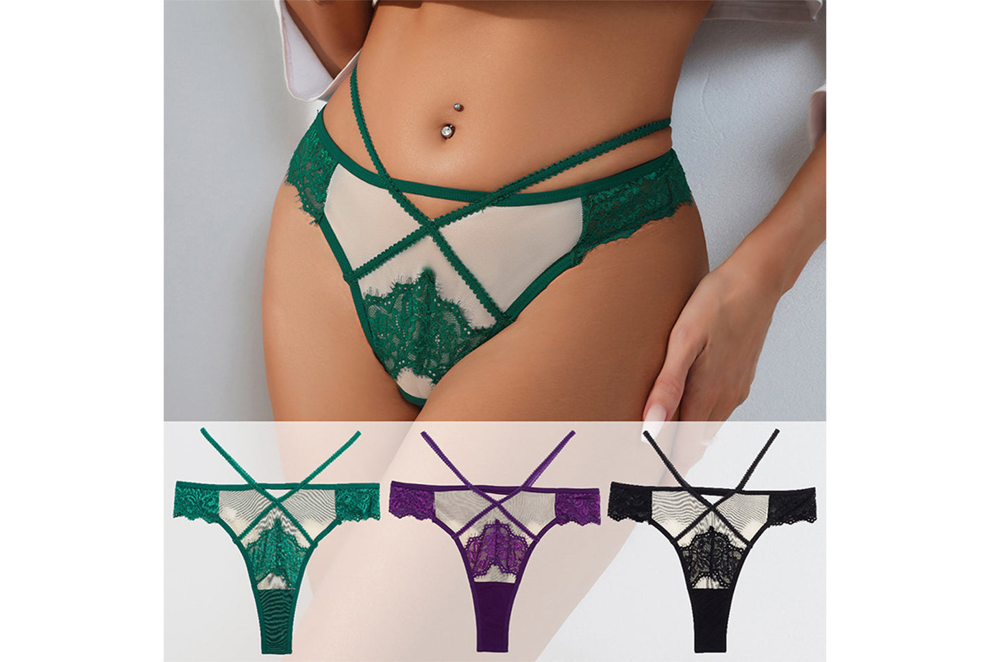 Lace Cross Strap Briefs for Women
