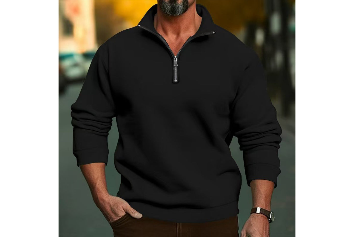 Stand Collar Half-Zip Fashion Sweatshirt Jacket