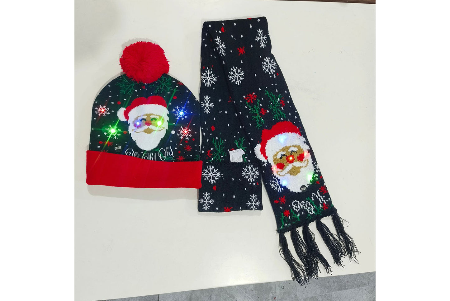 Christmas LED Jacquard Hat and Scarf Set