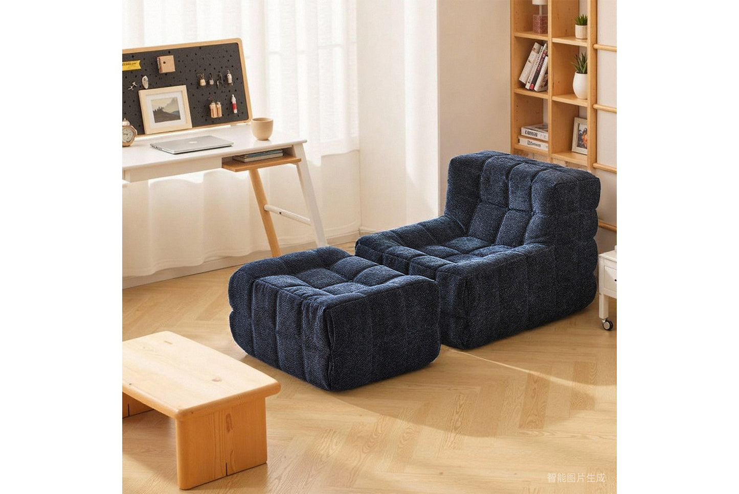 **Waffle Beanbag Chair (Single Reclining/Sleeping Chair)**