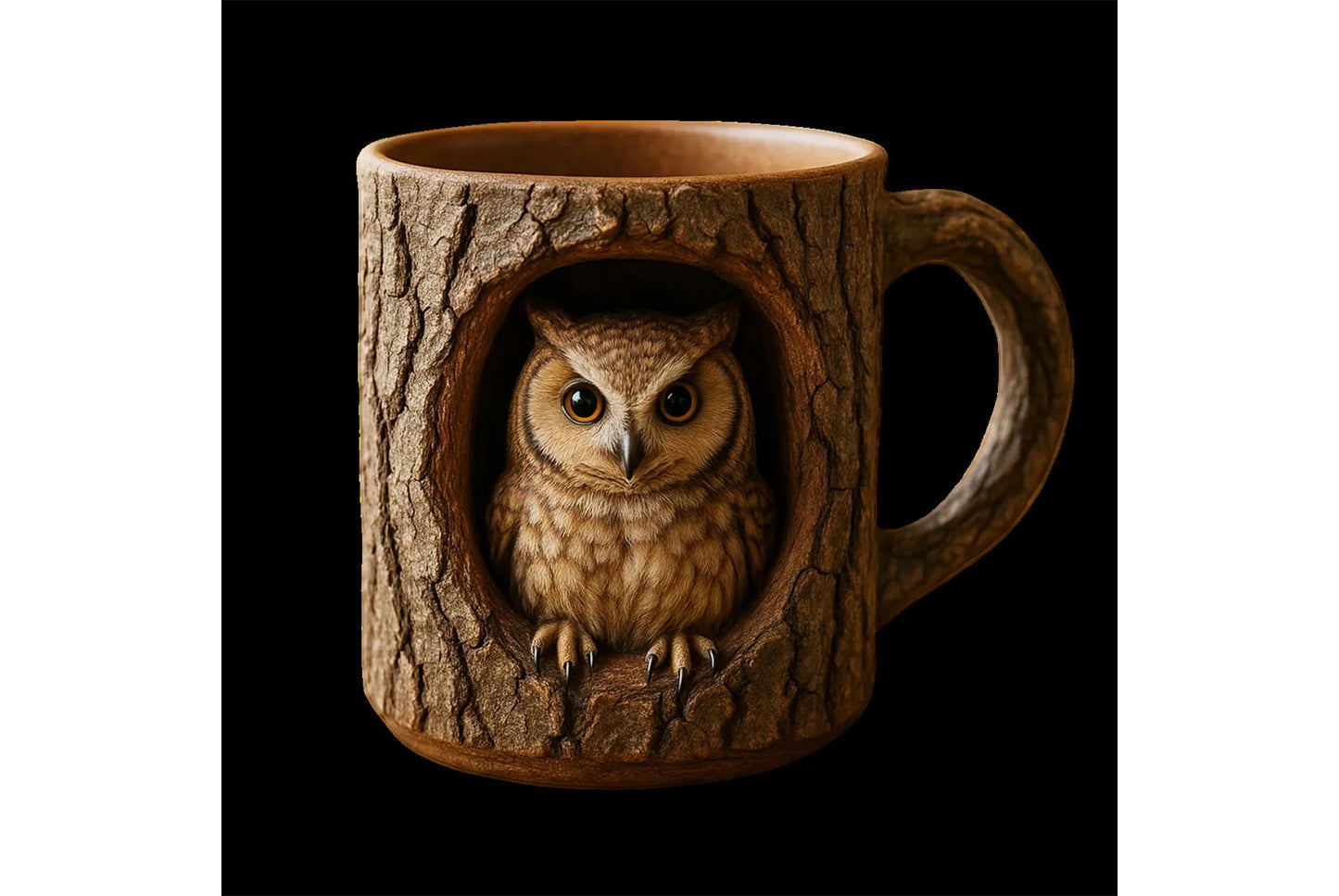 **Handmade Raccoon/Owl Tree Hole Mug | Creative Ceramic Mug**