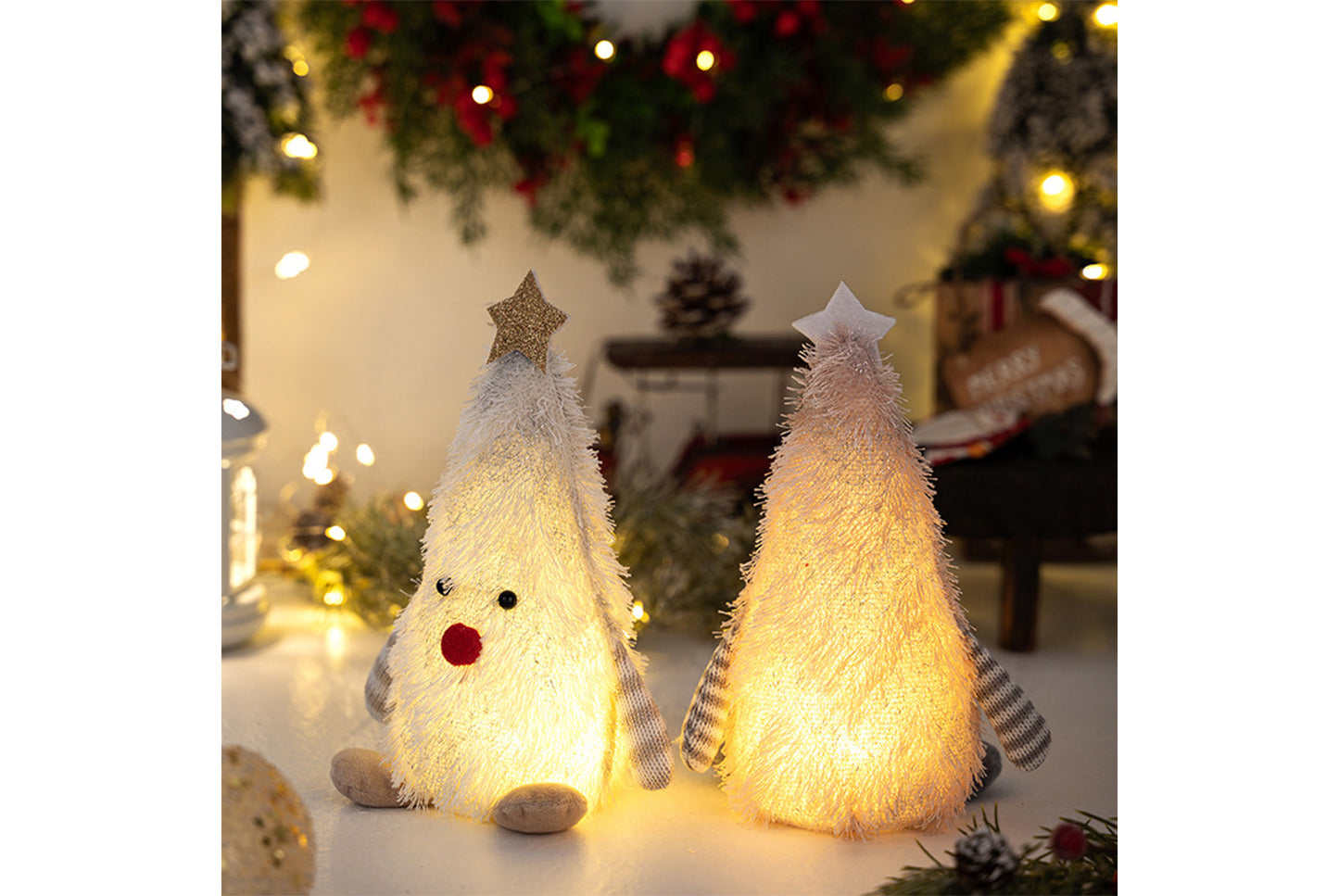 **Christmas Tree-Shaped Lighted Doll Desktop Ornament**