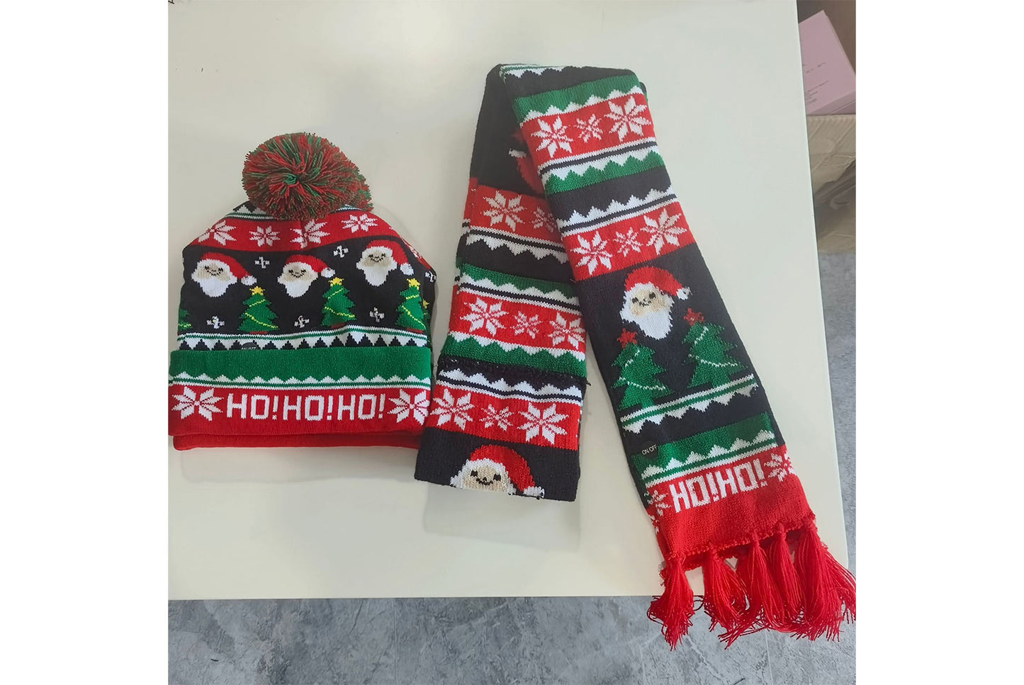 Christmas LED Jacquard Hat and Scarf Set