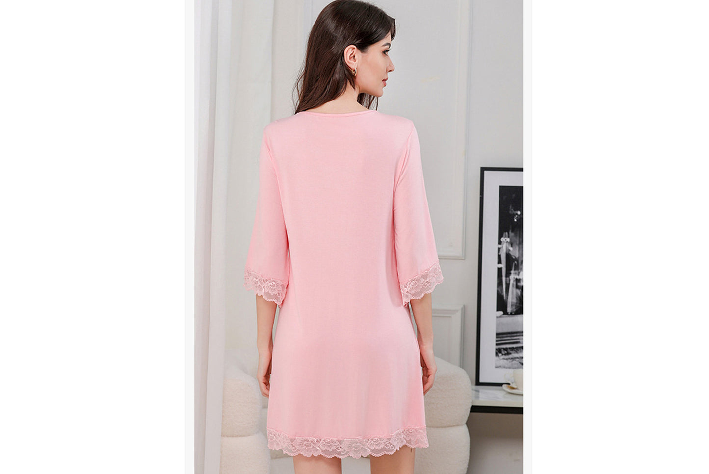 **Women's Sexy Lace V-Neck Cotton Loungewear Pajamas**