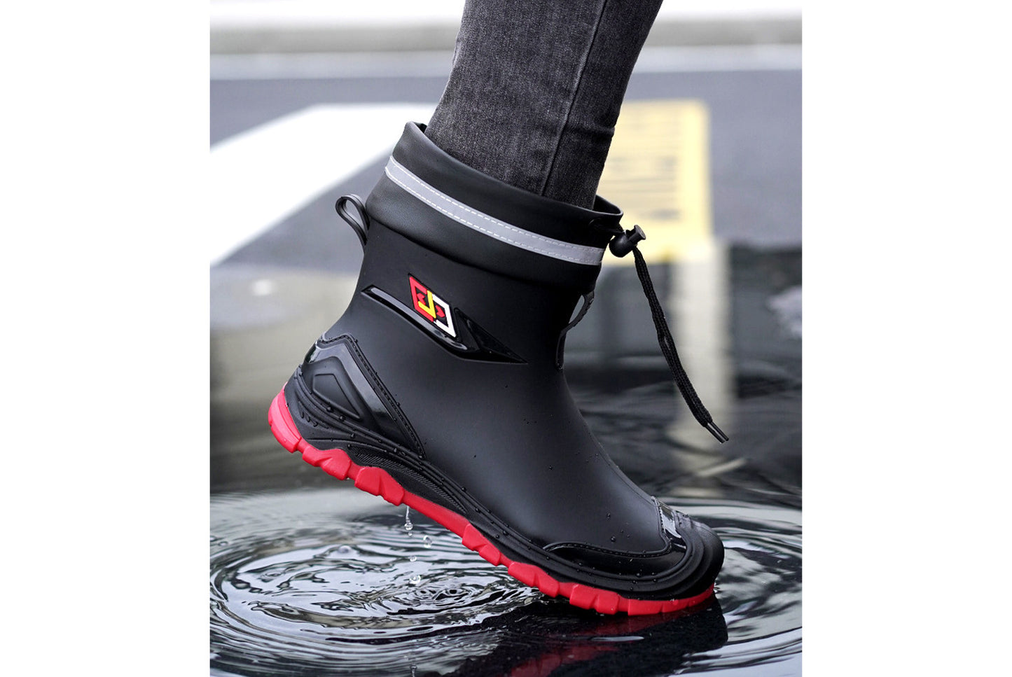 Men's Mid-Calf Fleece-Lined Non-Slip Rain Boots