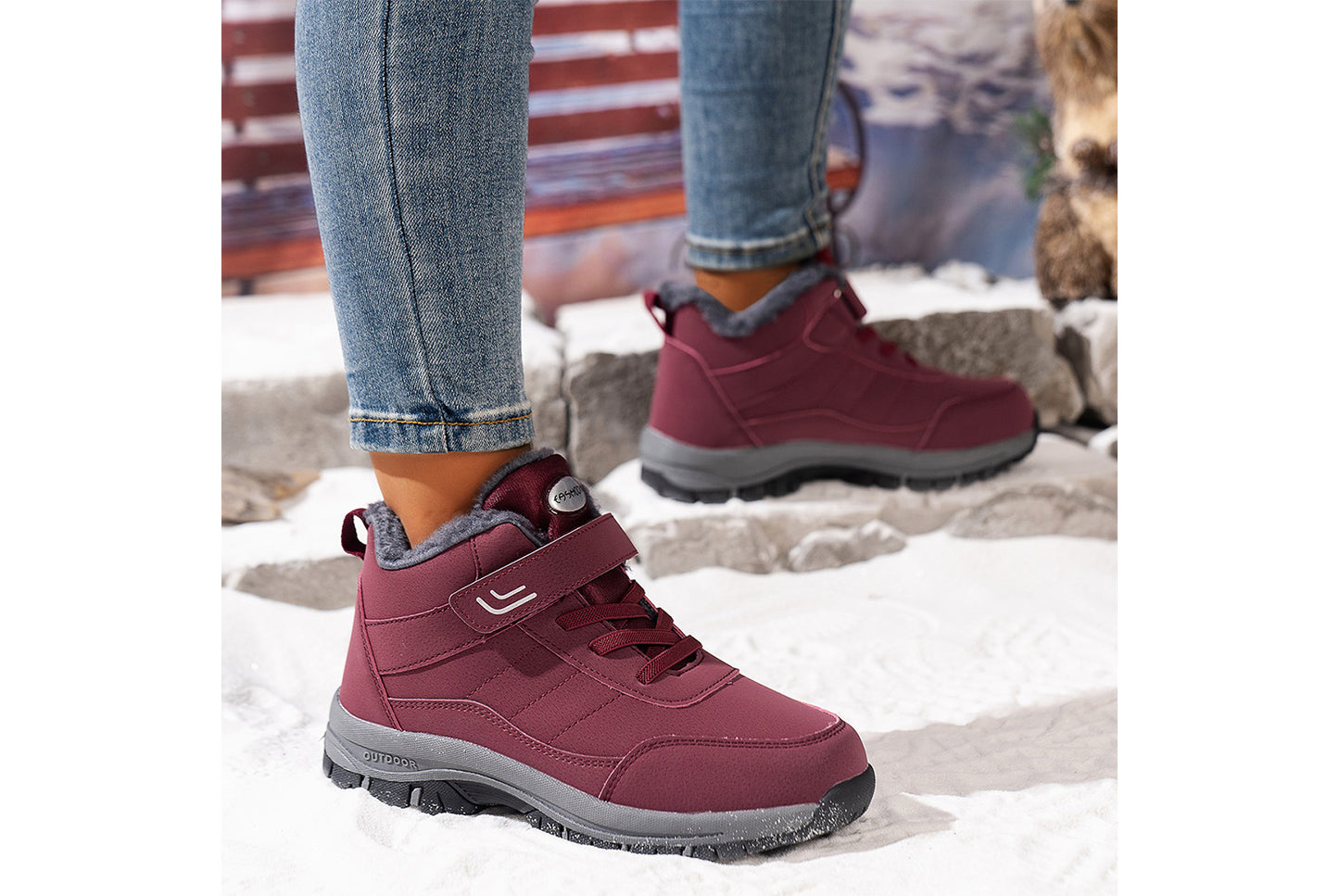 Women's Winter Thickened Anti-Slip Ski Boots