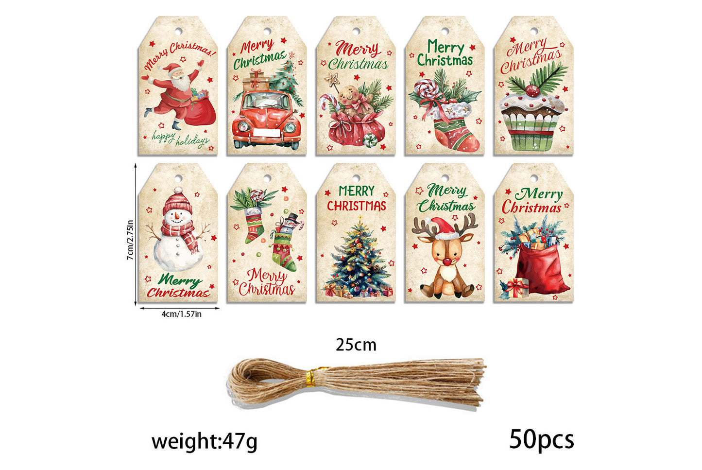 Christmas Vintage Kraft Paper Hanging Tags