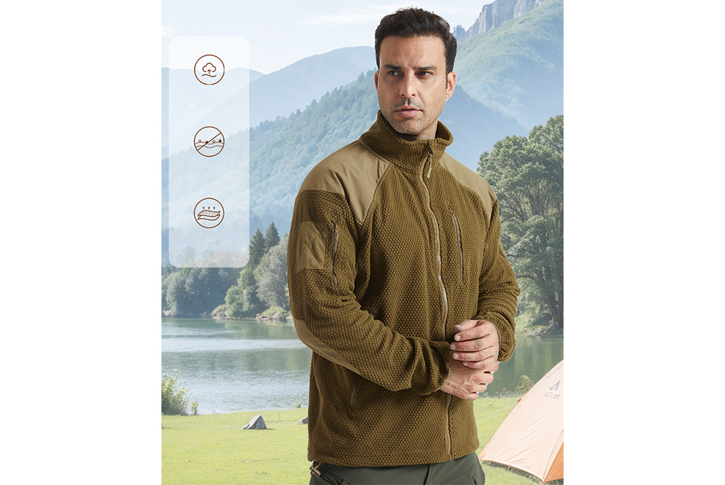 **Men's Tactical Fleece Jacket Stand Collar Liner**