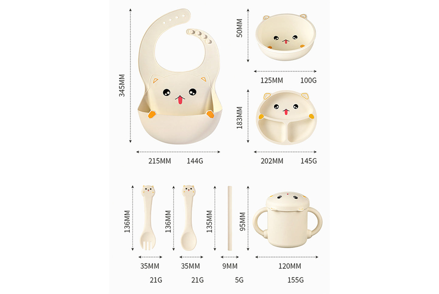 Cartoon Silicone Baby Plate Set | 3-Piece Set