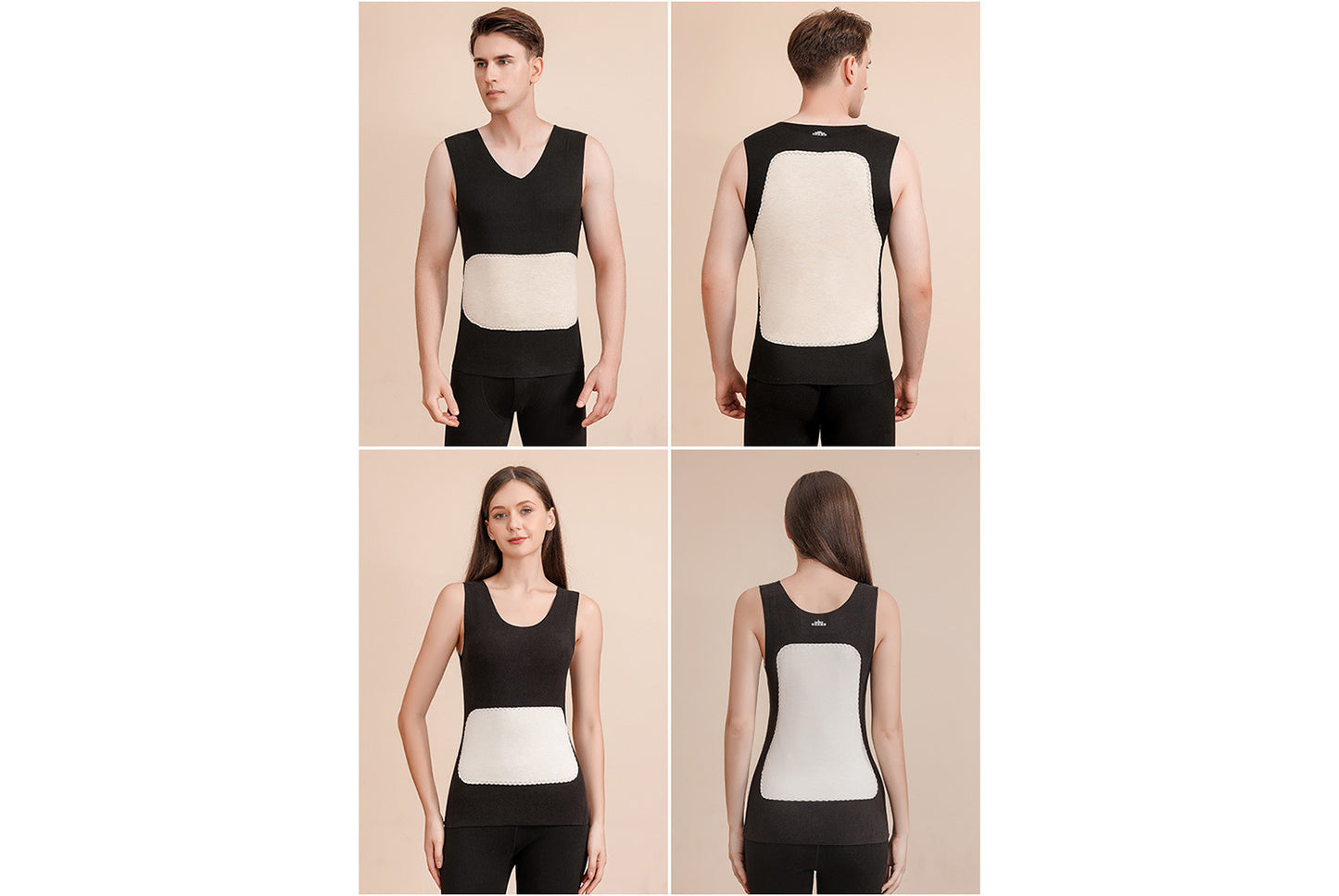 **Couple Large Patch Seamless Warm Vest Set**