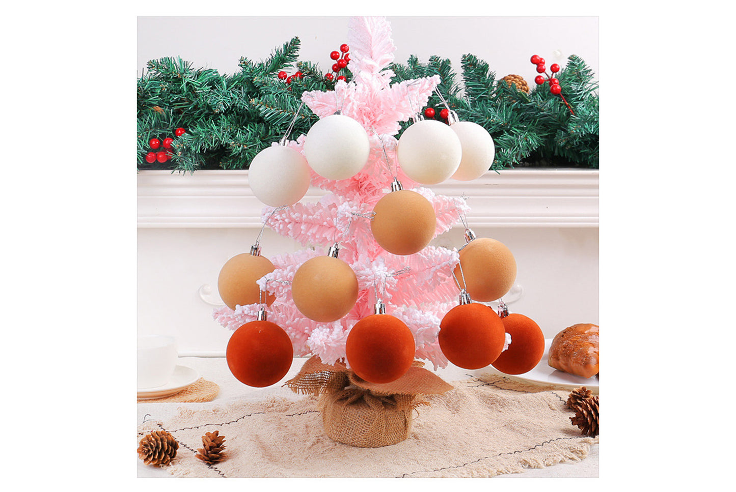 Colorful Flocked Christmas Ball Ornaments