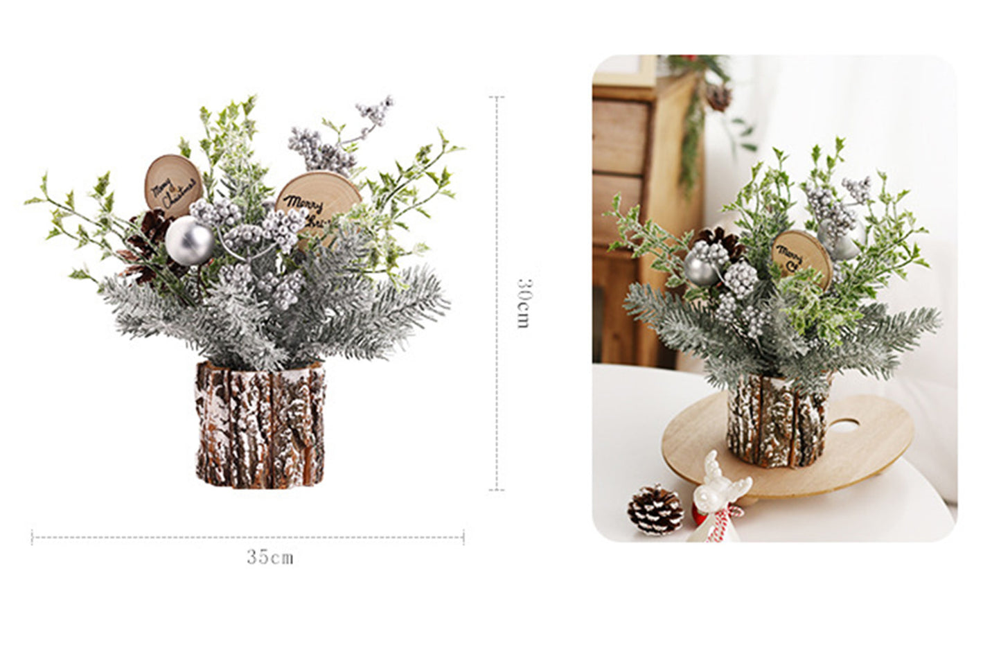 30cm Flocked Pine Cone Simulated Christmas Tree