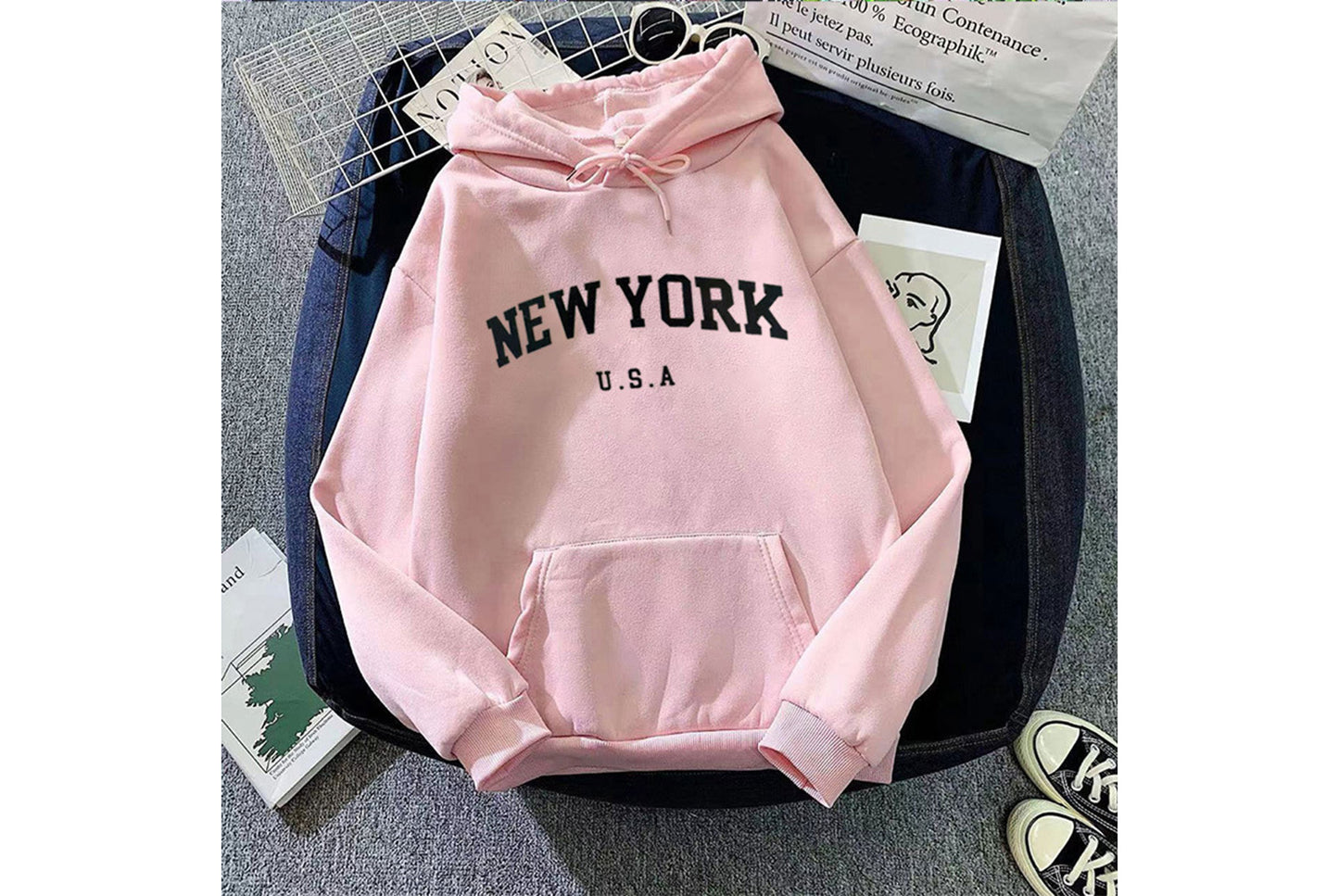 NEW YORK USA Letter Print Hoodie