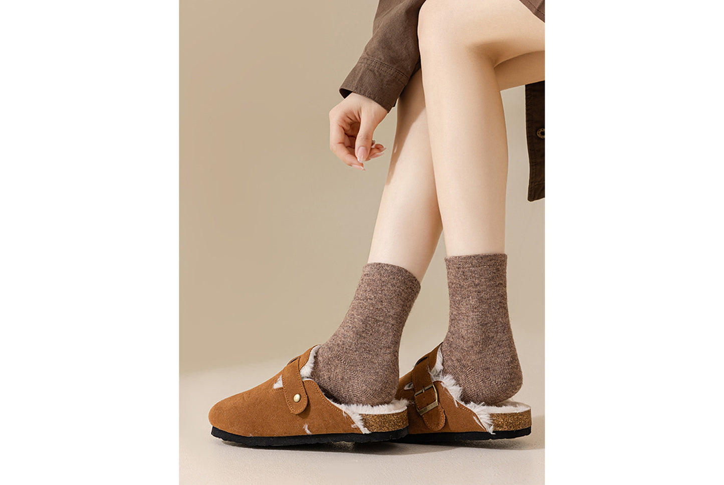 **Thickened Cashmere Mid-Calf Socks**